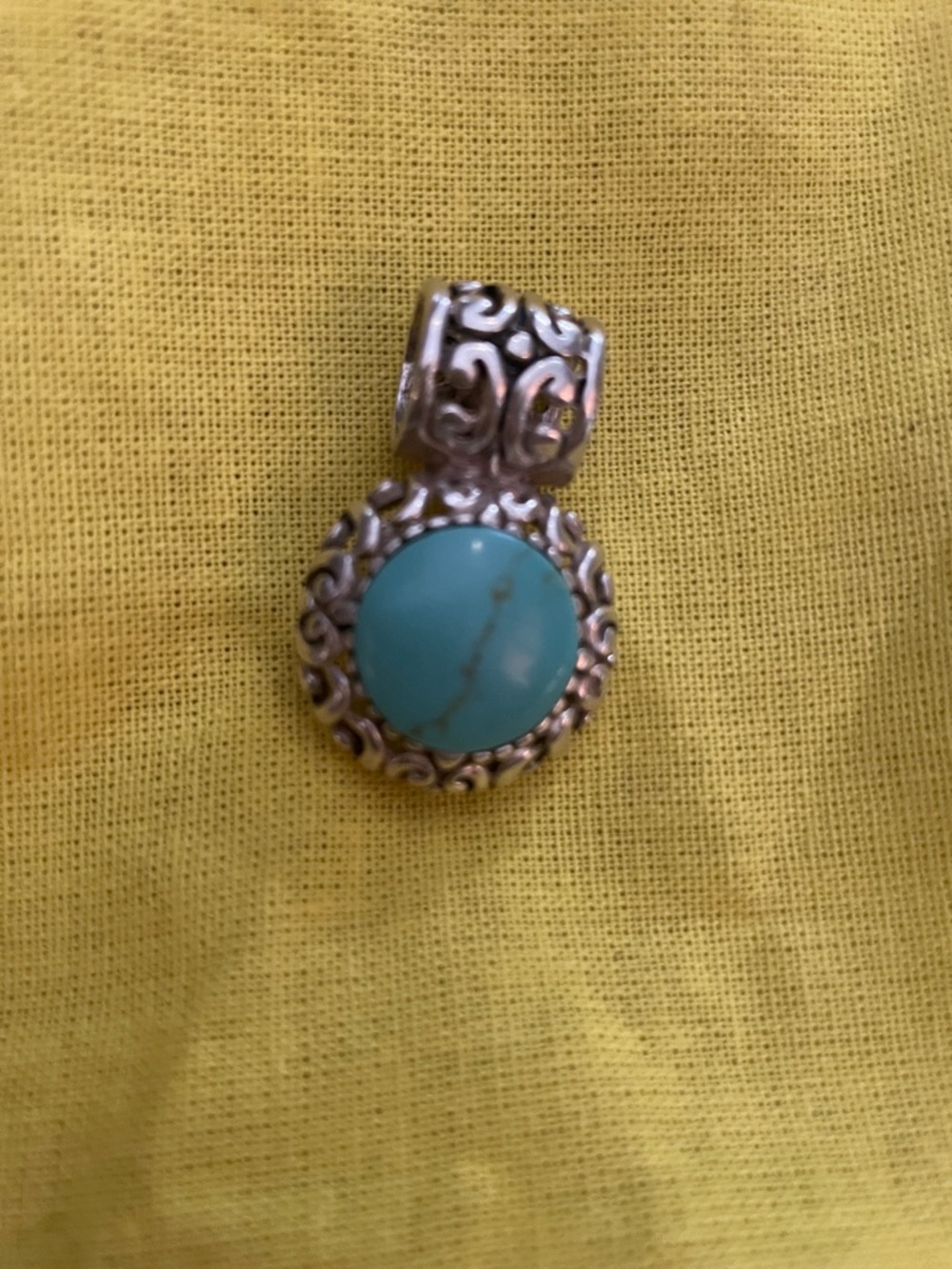 Vintage Mexico 925 Sterling Pendant with Turquoise Stone - Women Jewelry